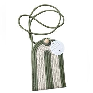 Mia Melange's Phone Pouch Crossbody Handcrafted 100% Cotton Green & Cream 
NWT